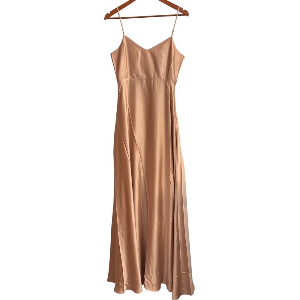 Show Me Your Mumu Satin Maxi Slip Dress Champagne Blush Bridesmaid Wedding Guest - Picture 3 of 7